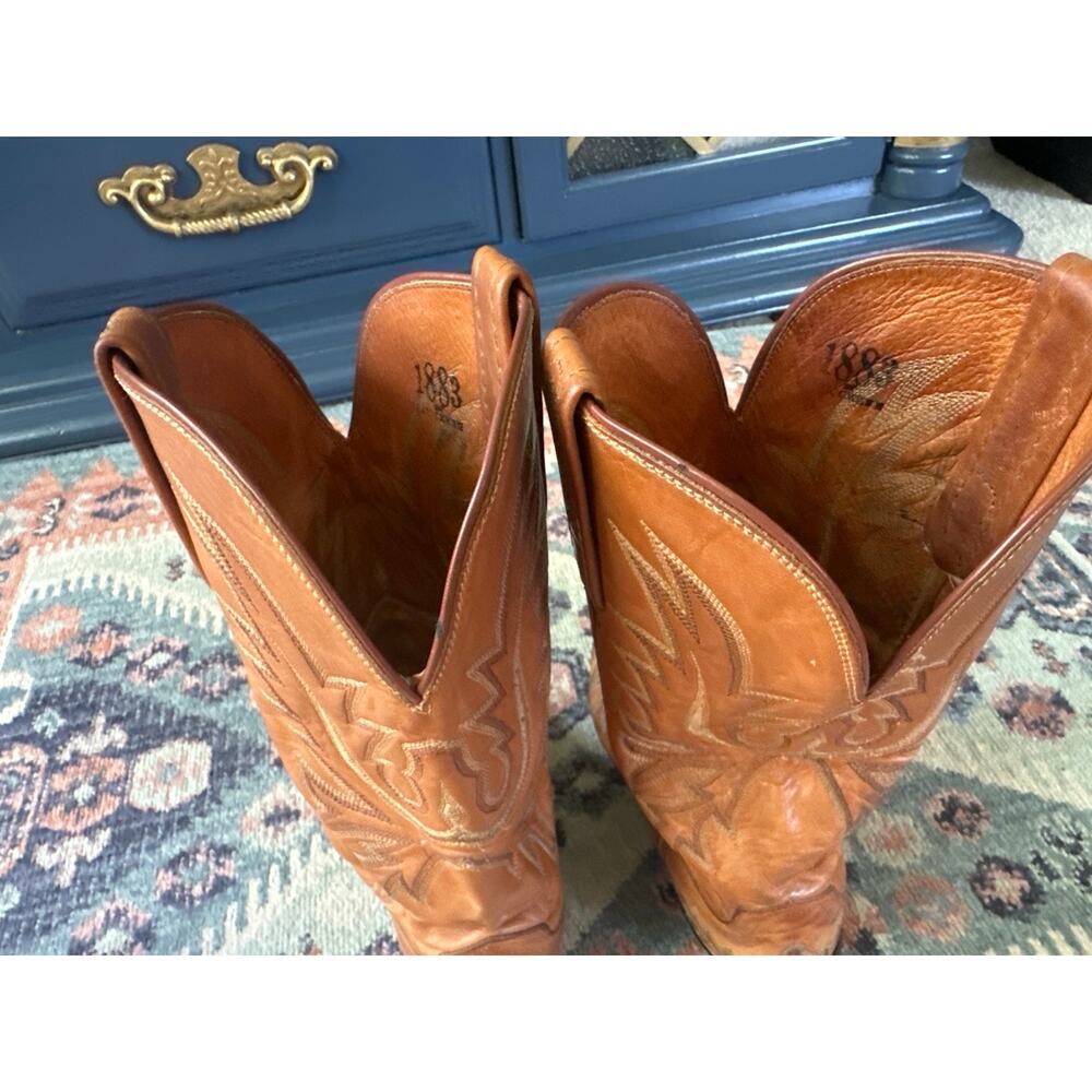 Lucchese 1883 Cognac Brown Western Cowboy Boots Women’s 7.5B Embroidered Leather - Picture 11 of 12